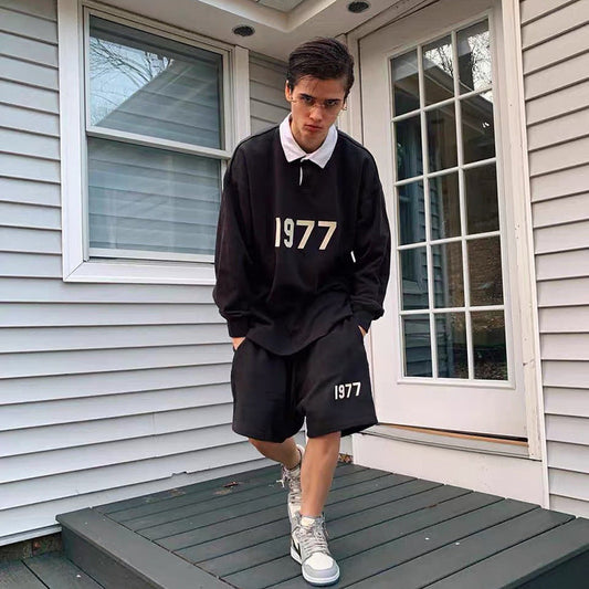 Fear of God Essentials 1977 Knit Polo Long Sleeve Fog Sweater for Men and Women